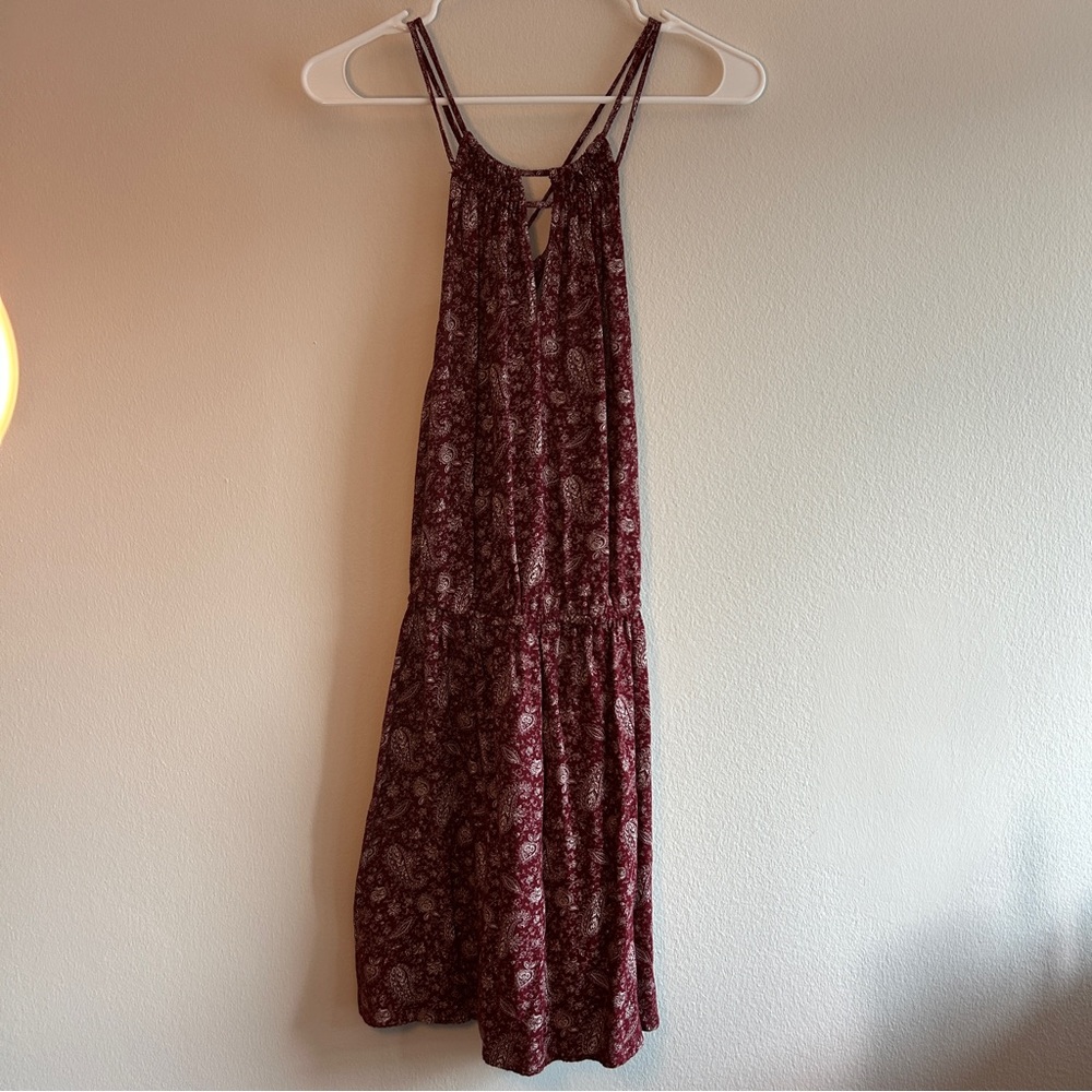 American Eagle Outfitters Red Sleeveless Halter Midi Dress